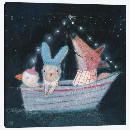 Three In The Boat Canvas Print #NSL40} by Natalia Shaloshvili Canvas Print