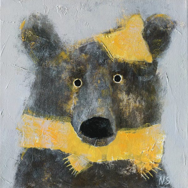 Kids Animal Art: Winter Bear Wearing The Hat by Natalia Shaloshvili
