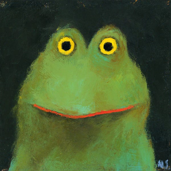 Canvas Print: Frog And Lipstick by Natalia Shaloshvili