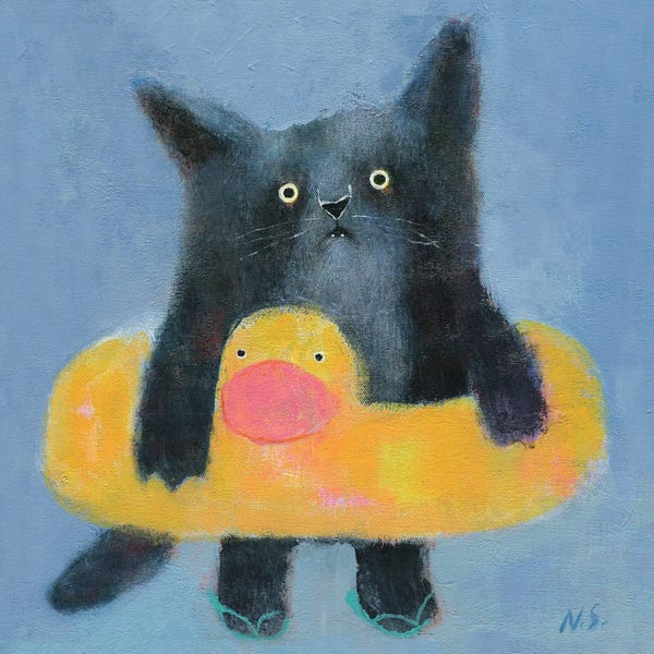 Black Cats: Black Cat With Bath Tube by Natalia Shaloshvili