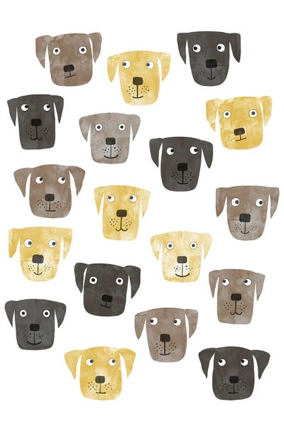 Lots Of Labrador Retriever Dogs by Nic Squirrell multi panel art