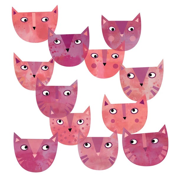 Animal Patterns: Pink Cats by Nic Squirrell