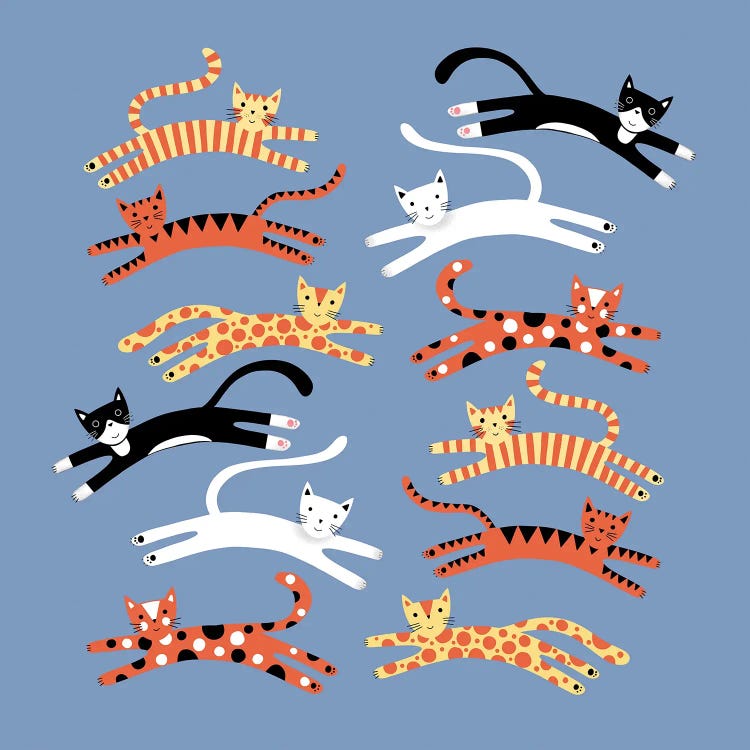 Cats Leaping by Nic Squirrell wall art