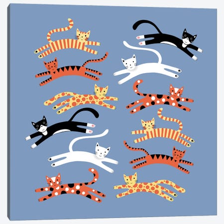 Cats Leaping Canvas Print #NSQ116} by Nic Squirrell Canvas Wall Art