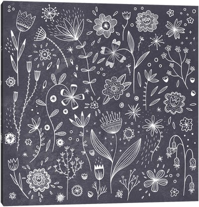 Chalkboard Flowers Canvas Art Print - Nic Squirrell