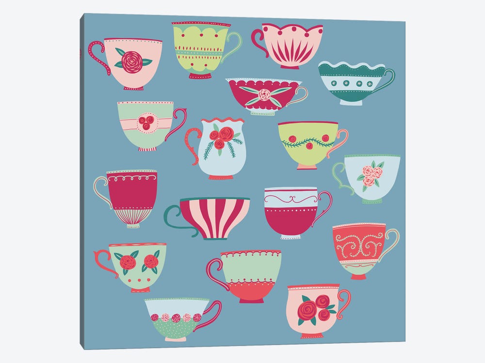 China Teacups Teal by Nic Squirrell 1-piece Canvas Art