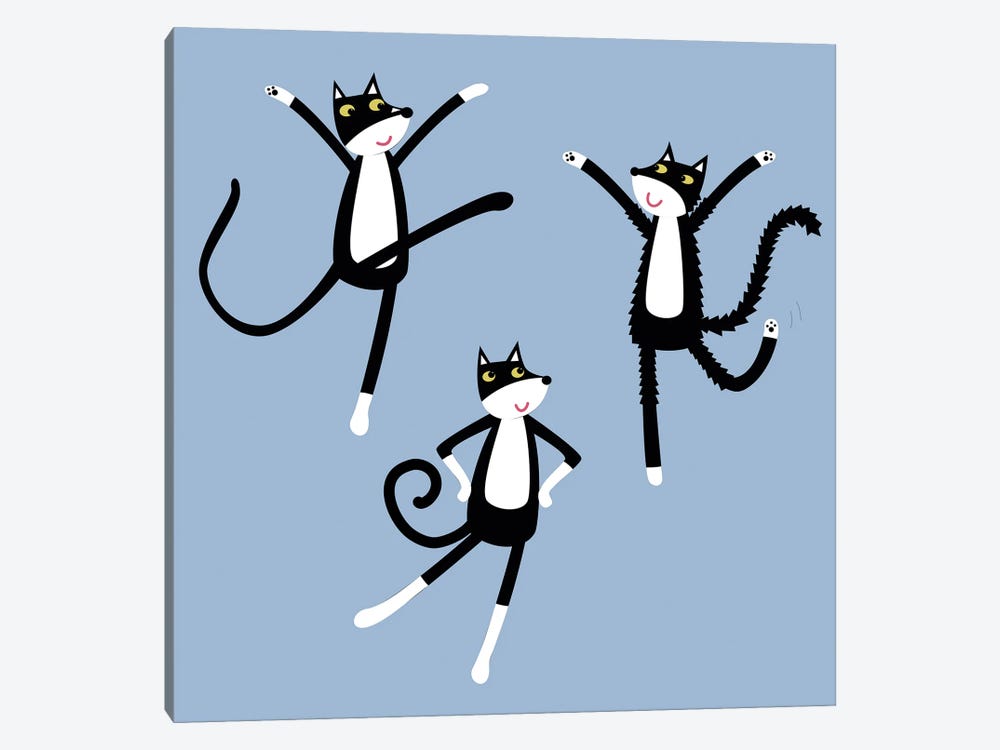 Dancing Tuxedo Cats by Nic Squirrell 1-piece Canvas Art