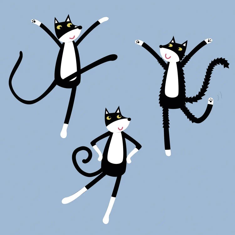 Dancing Tuxedo Cats by Nic Squirrell wall art