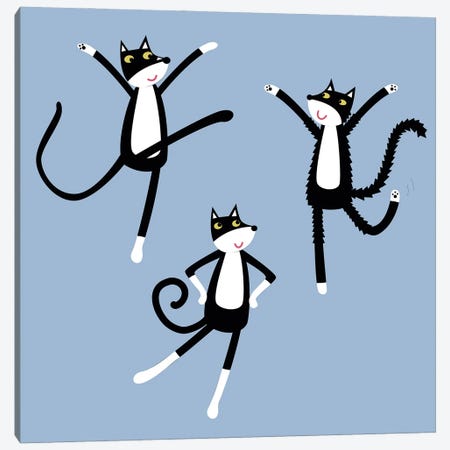 Dancing Tuxedo Cats Canvas Print #NSQ126} by Nic Squirrell Art Print