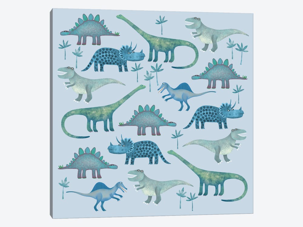 Dinosaurs Blue by Nic Squirrell 1-piece Canvas Art