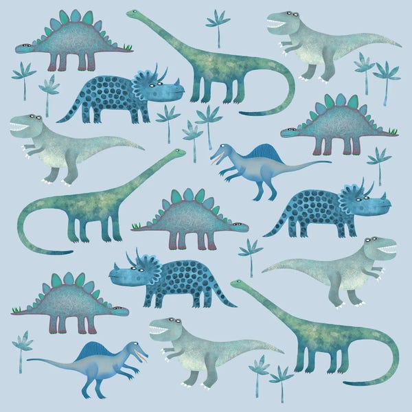 Kids Dinosaur Art: Dinosaurs Blue by Nic Squirrell