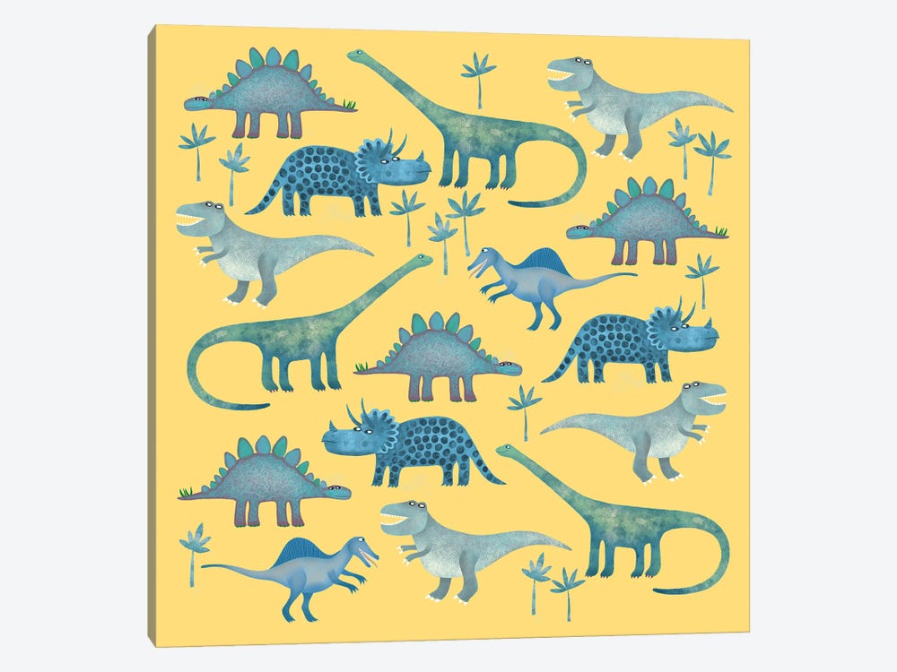 Dinosaurs Yellow by Nic Squirrell 1-piece Canvas Art Print