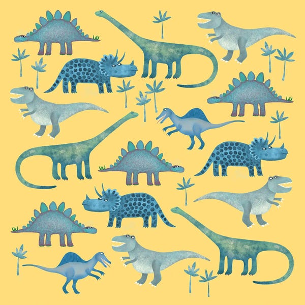 Kids Dinosaur Art: Dinosaurs Yellow by Nic Squirrell