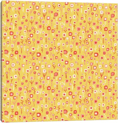 Ditsy Yellow Flowers Canvas Art Print - Nic Squirrell