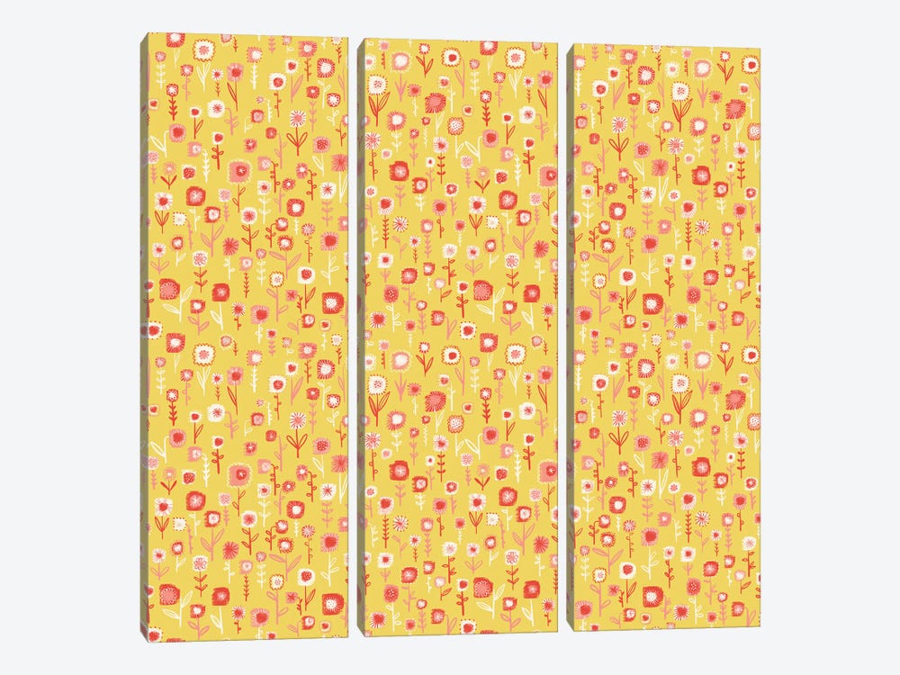 Ditsy Yellow Flowers by Nic Squirrell 3-piece Art Print