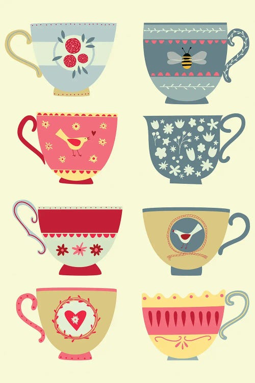 Eight Tea Cups by Nic Squirrell wall art