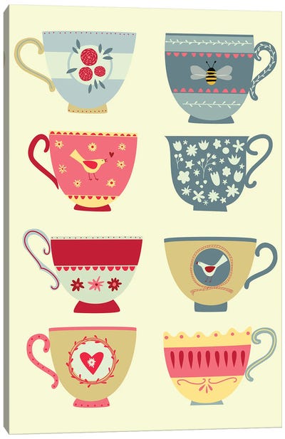 Eight Tea Cups Canvas Art Print - Nic Squirrell