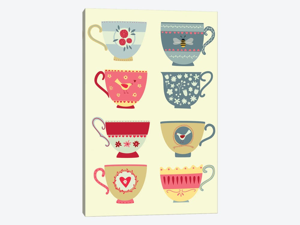 Eight Tea Cups by Nic Squirrell 1-piece Canvas Artwork