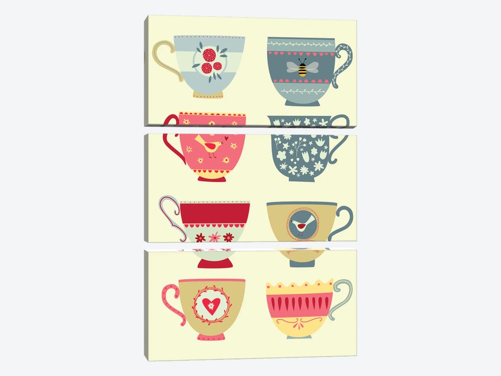 Eight Tea Cups by Nic Squirrell 3-piece Canvas Artwork