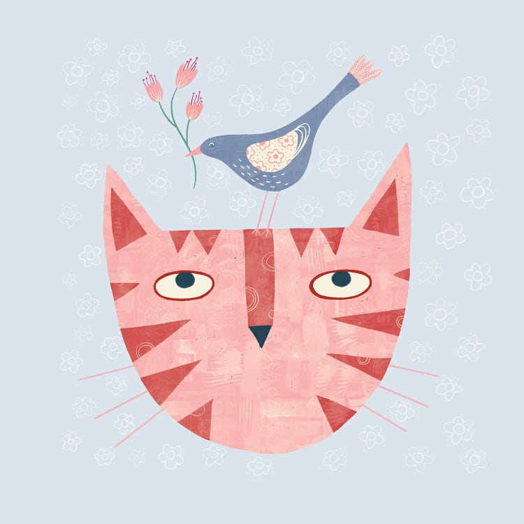 Cat Bird Flower by Nic Squirrell wall art
