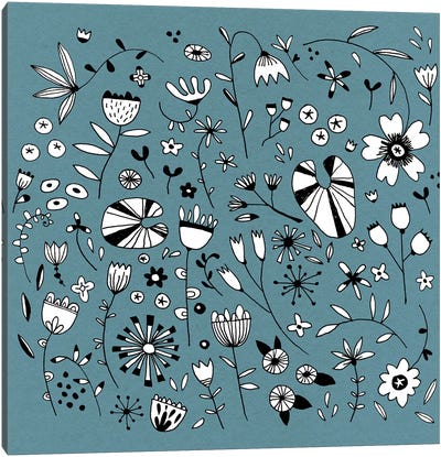Etched Flowers Canvas Art Print - Nic Squirrell