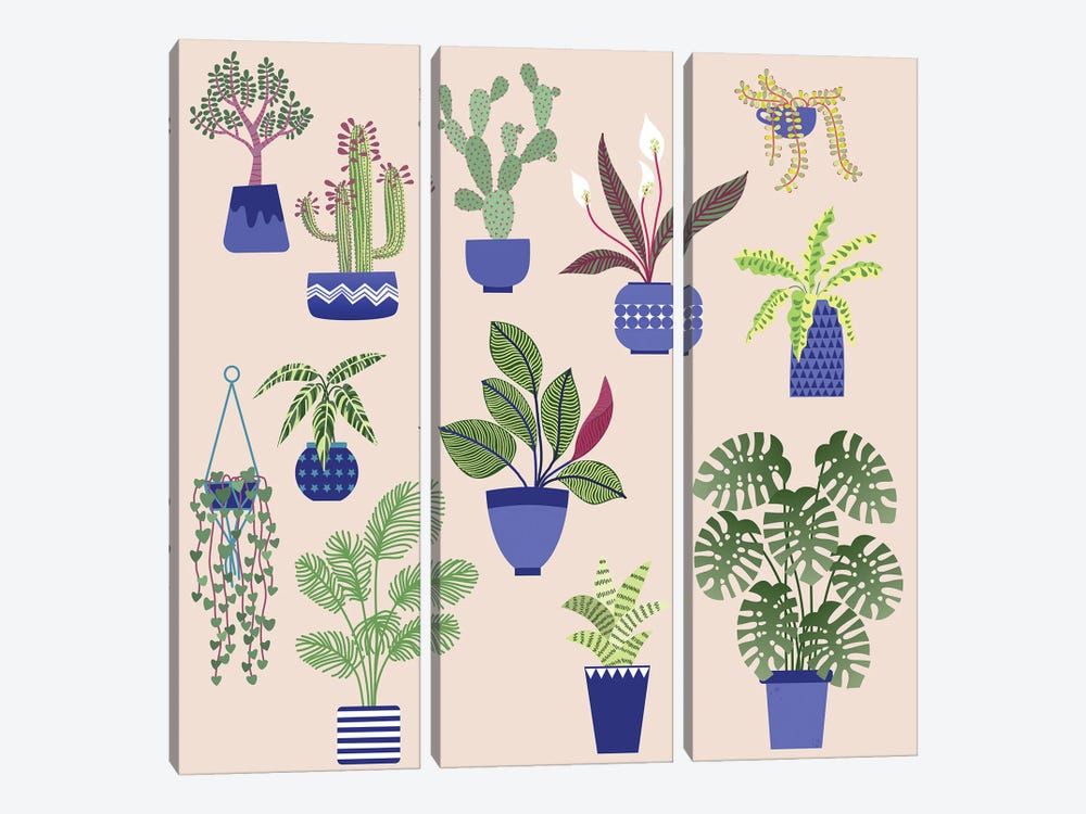 Houseplants by Nic Squirrell 3-piece Canvas Art Print