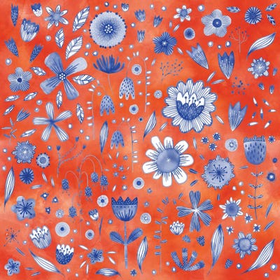 Indigo Coral Flowers by Nic Squirrell multi panel art