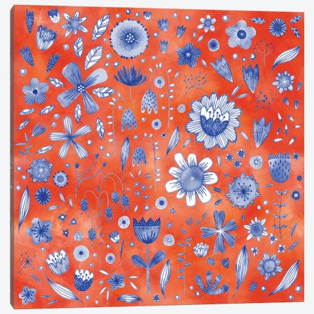 Indigo Coral Flowers Canvas Print #NSQ158} by Nic Squirrell Canvas Art Print