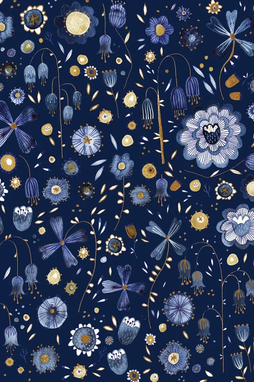 Indigo Flowers at Midnight