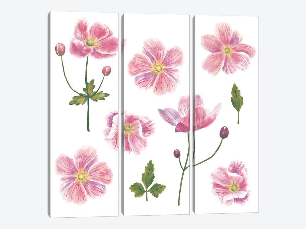 Japanese Anemones by Nic Squirrell 3-piece Canvas Art