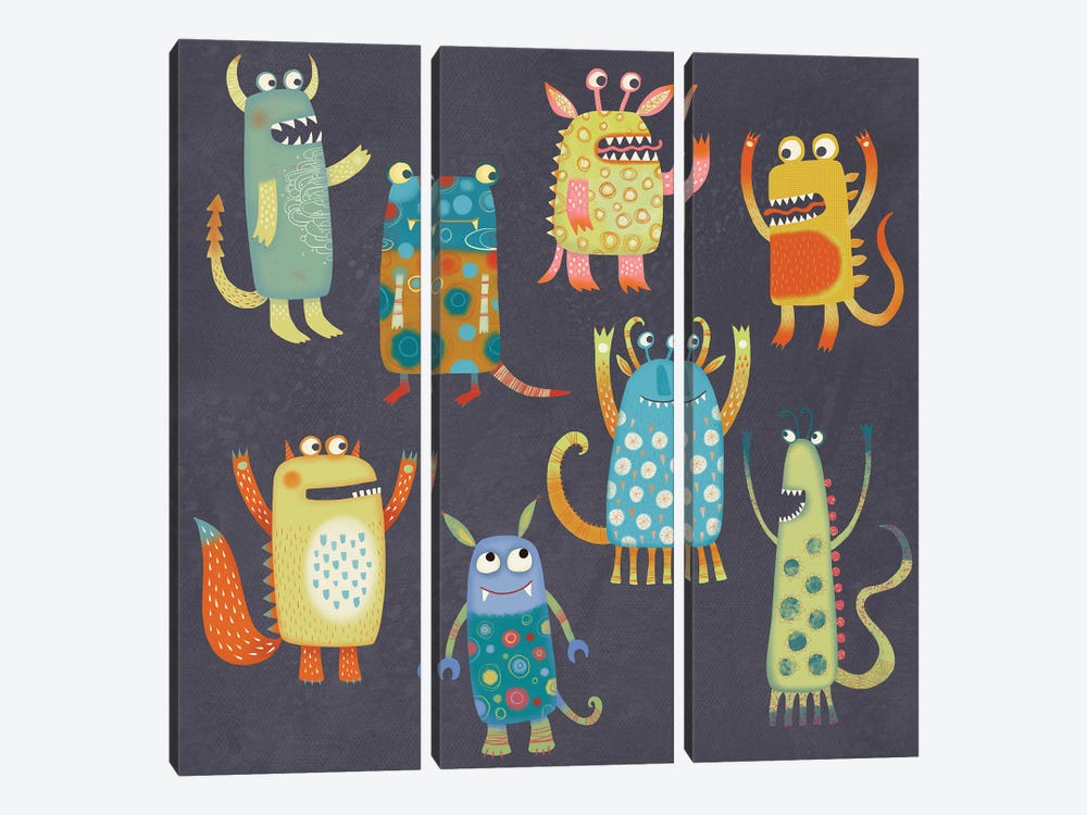 Monster Fun by Nic Squirrell 3-piece Canvas Artwork