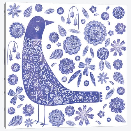 Nordic Bird Blue Canvas Print #NSQ187} by Nic Squirrell Canvas Print