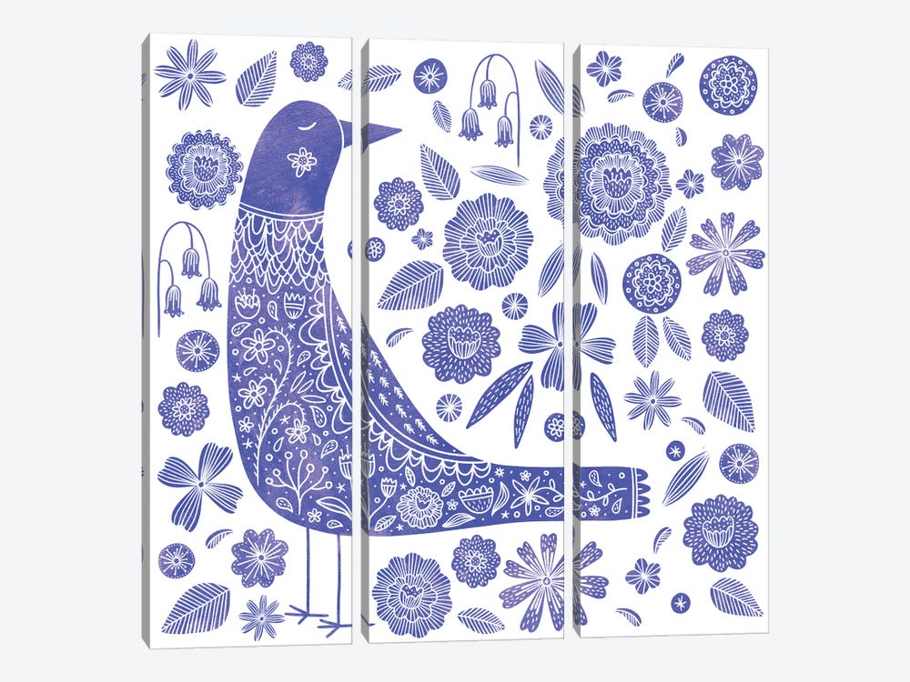 Nordic Bird Blue by Nic Squirrell 3-piece Art Print