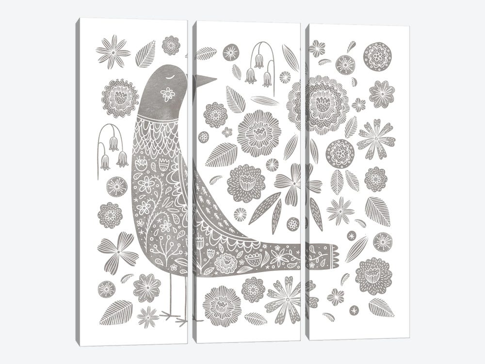 Nordic Bird Grey by Nic Squirrell 3-piece Canvas Wall Art