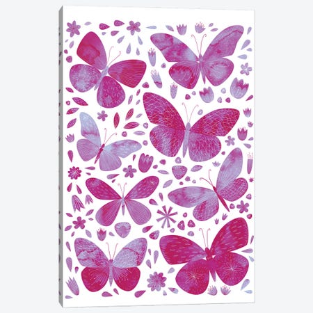 Pink Butterflies Canvas Print #NSQ191} by Nic Squirrell Canvas Art Print