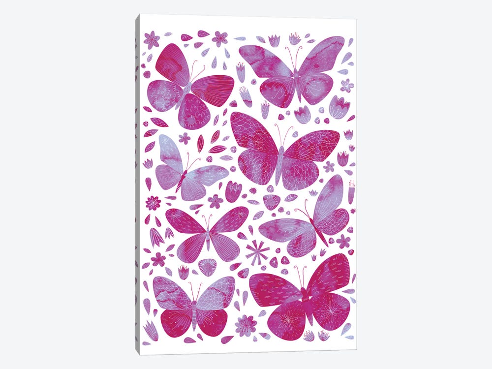 Pink Butterflies by Nic Squirrell 1-piece Canvas Art