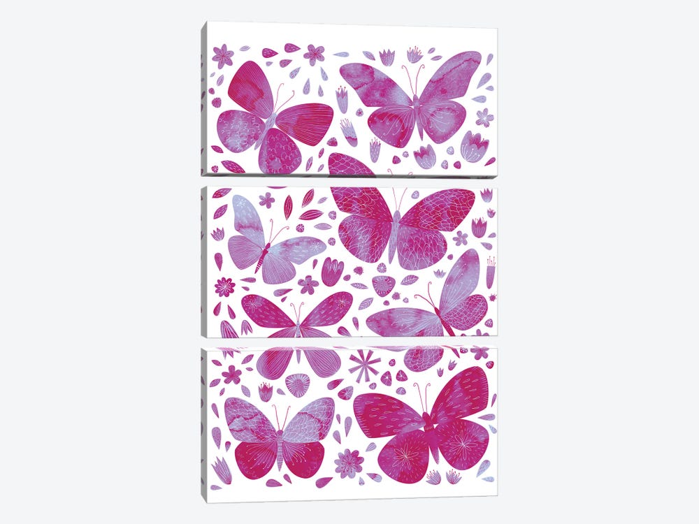 Pink Butterflies by Nic Squirrell 3-piece Canvas Artwork