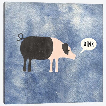 Oink Said The Pig Canvas Print #NSQ201} by Nic Squirrell Canvas Art Print