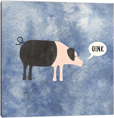 Oink Said The Pig Canvas Art Print - Nic Squirrell