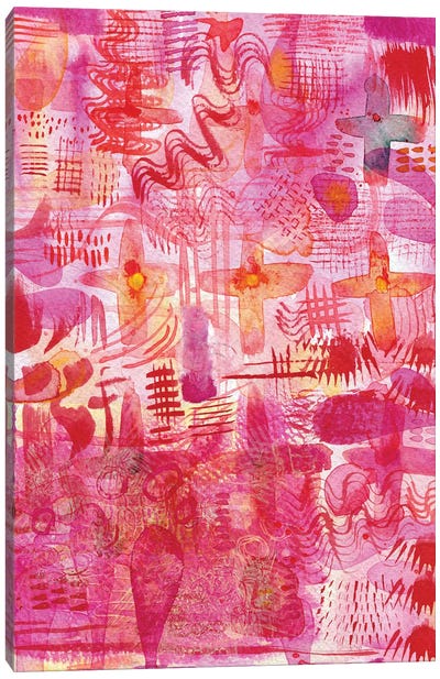 Pink Ink Watercolor Abstract Canvas Art Print - Nic Squirrell