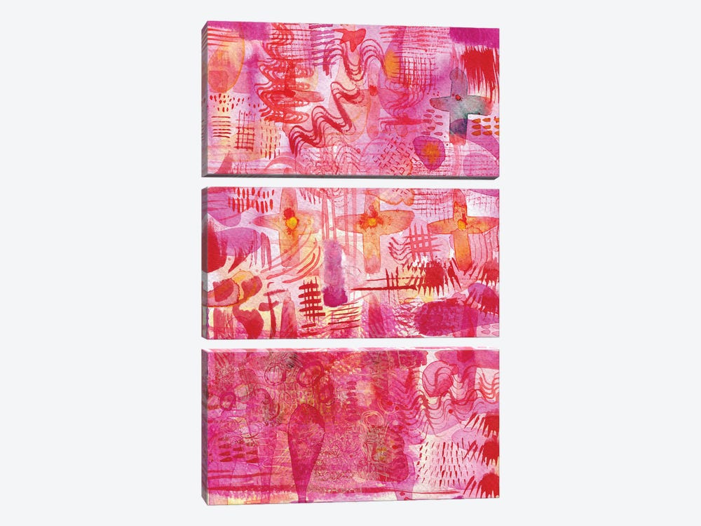 Pink Ink Watercolor Abstract by Nic Squirrell 3-piece Canvas Print