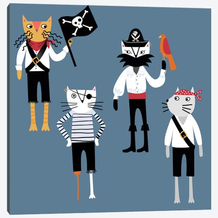 Pirate Cats Canvas Print #NSQ213} by Nic Squirrell Canvas Art