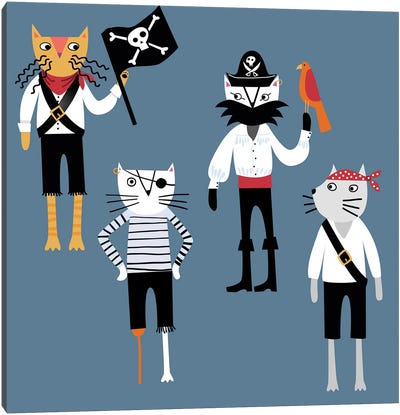 Pirate Cats Canvas Art Print - Nic Squirrell