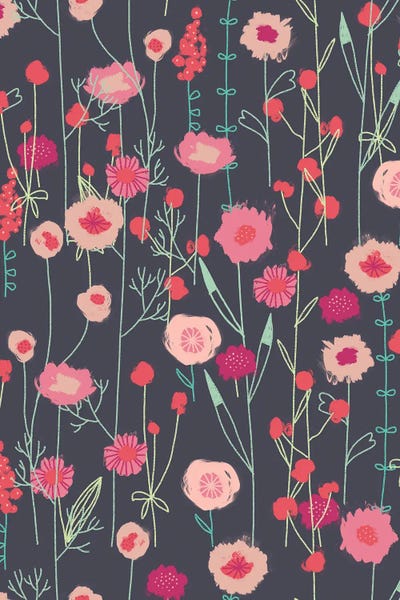 Plymouth Flower Meadow Dark by Nic Squirrell framed canvas print