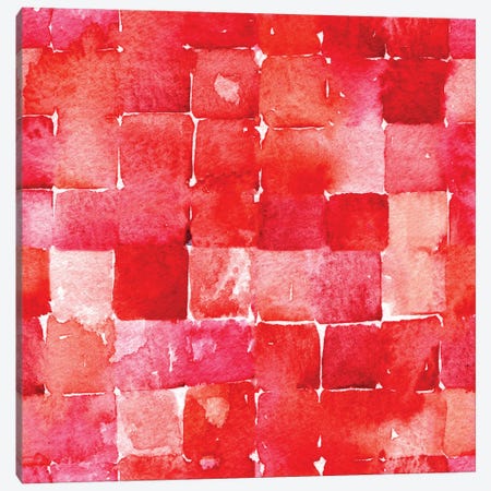 Red Watercolor Squares Canvas Print #NSQ228} by Nic Squirrell Canvas Art Print