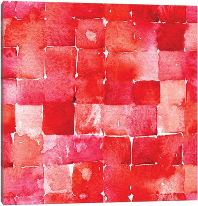 Red Watercolor Squares Canvas Art Print - Nic Squirrell