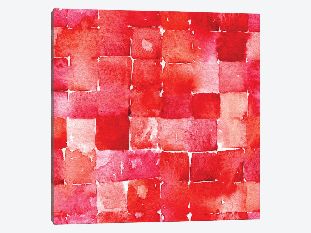 Red Watercolor Squares by Nic Squirrell 1-piece Canvas Art
