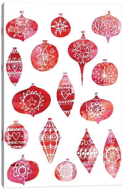 Retro Christmas Ornaments Canvas Art Print - Nic Squirrell
