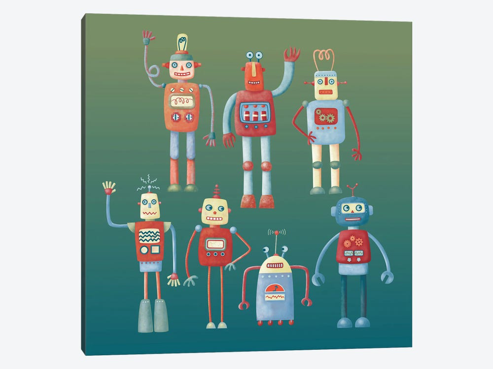 Retro Robots by Nic Squirrell 1-piece Art Print