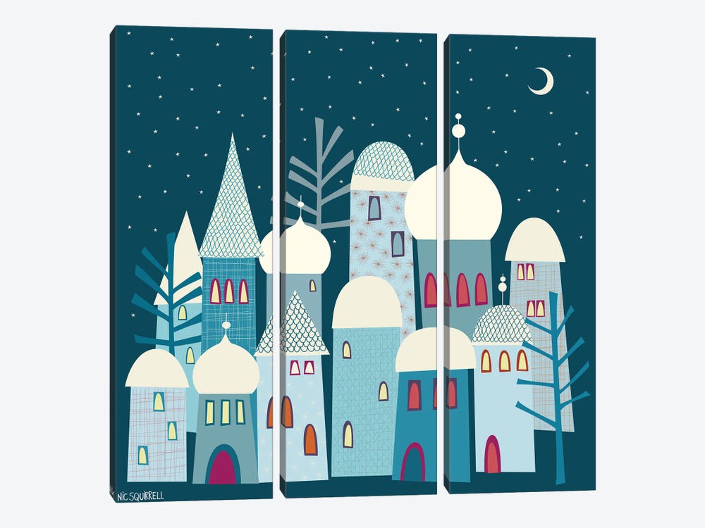 Snowy Rooftops by Nic Squirrell 3-piece Canvas Print